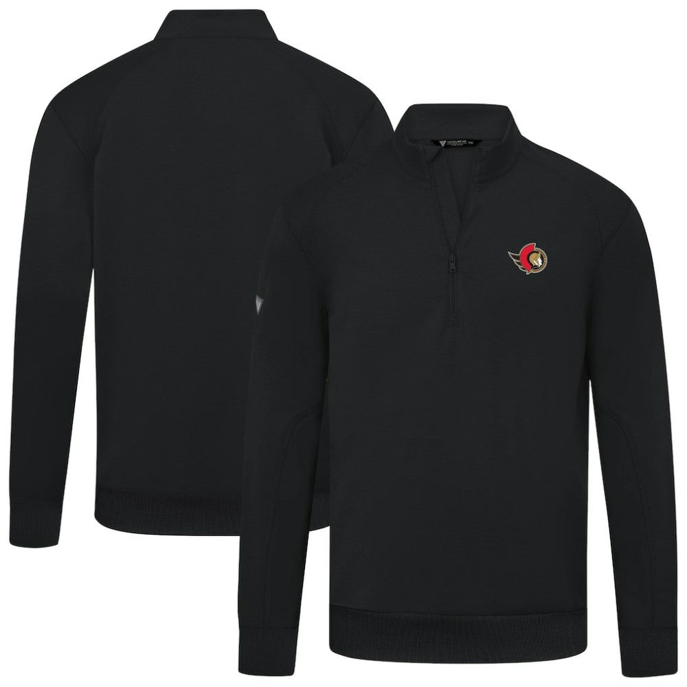 Ottawa Senators Levelwear Upright Tri-Blend Quarter-Zip Pullover Black