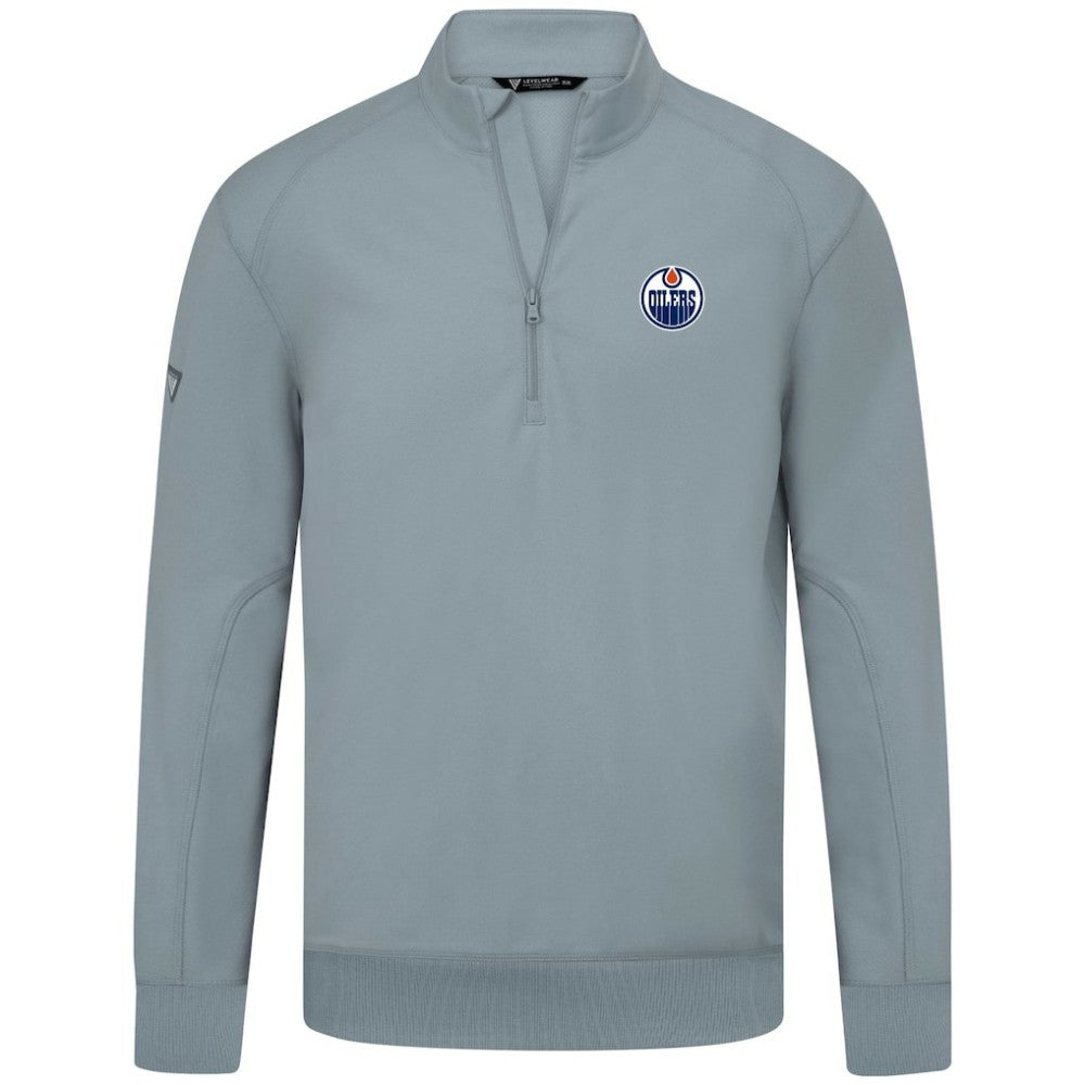 Edmonton Oilers Levelwear Upright Tri-Blend Quarter-Zip Pullover Gray