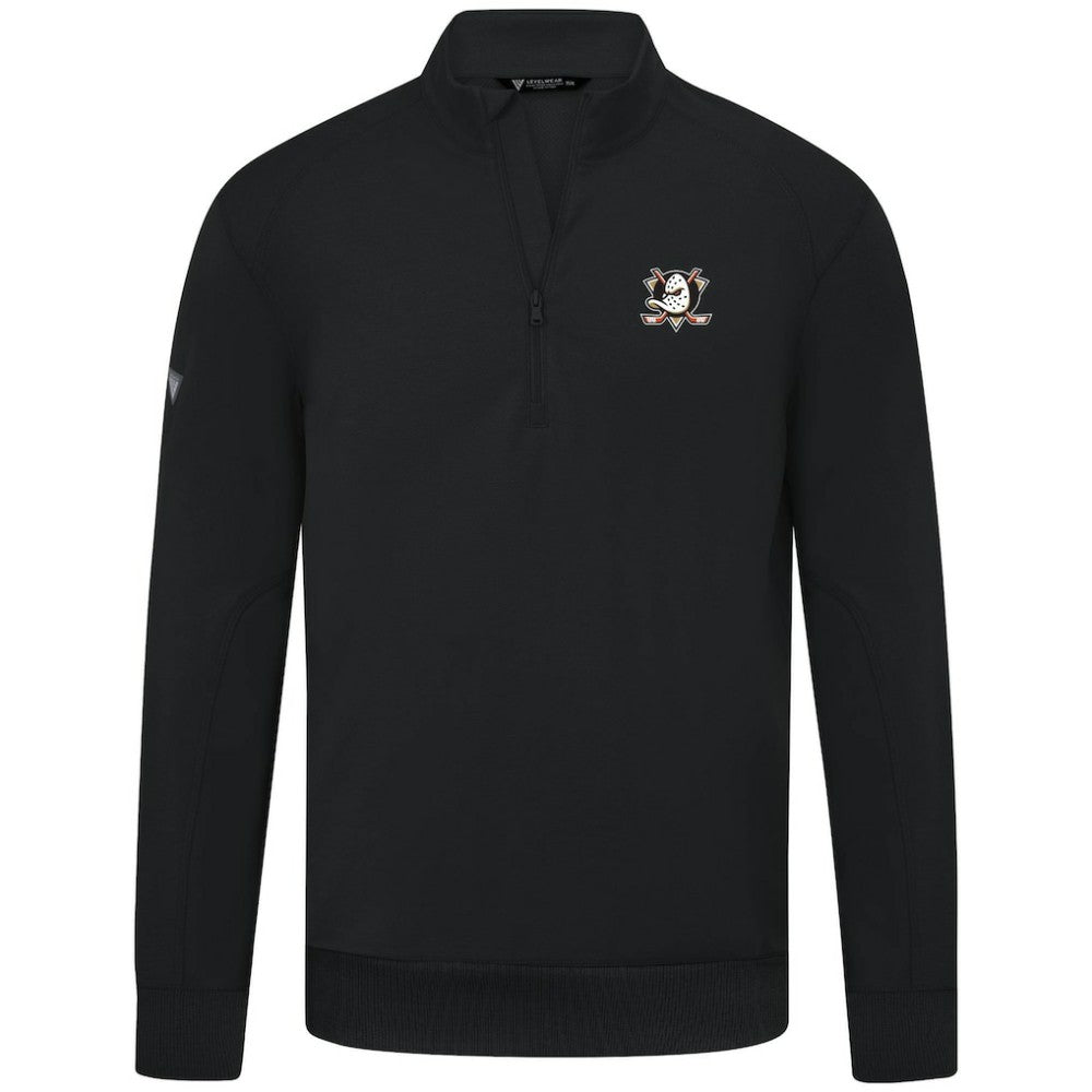 Anaheim Ducks Levelwear Upright Tri-Blend Quarter-Zip Pullover Black
