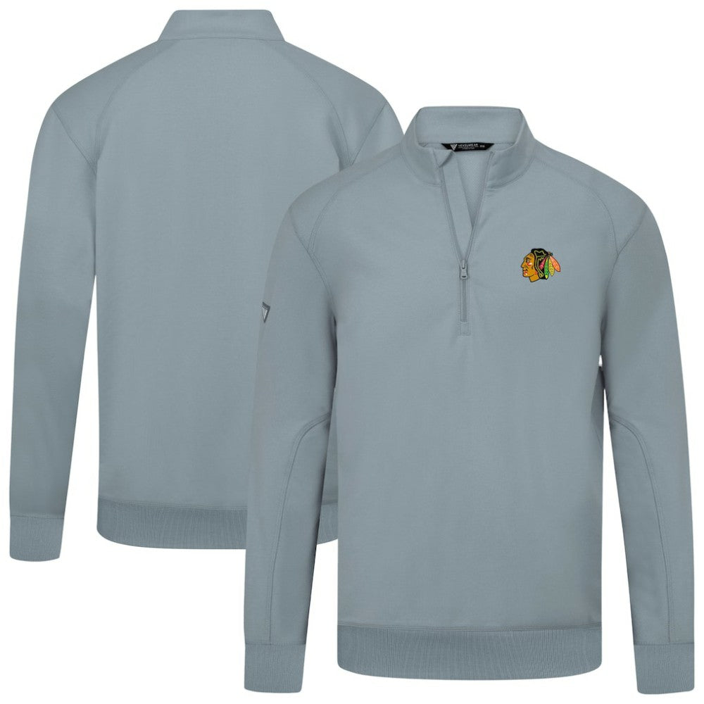 Chicago Blackhawks Levelwear Upright Tri-Blend Quarter-Zip Pullover Gray