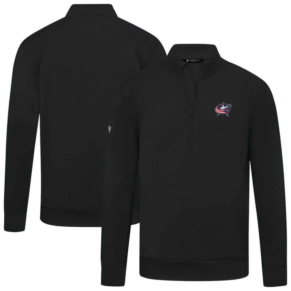 Columbus Blue Jackets Levelwear Upright Tri-Blend Quarter-Zip Pullover Black