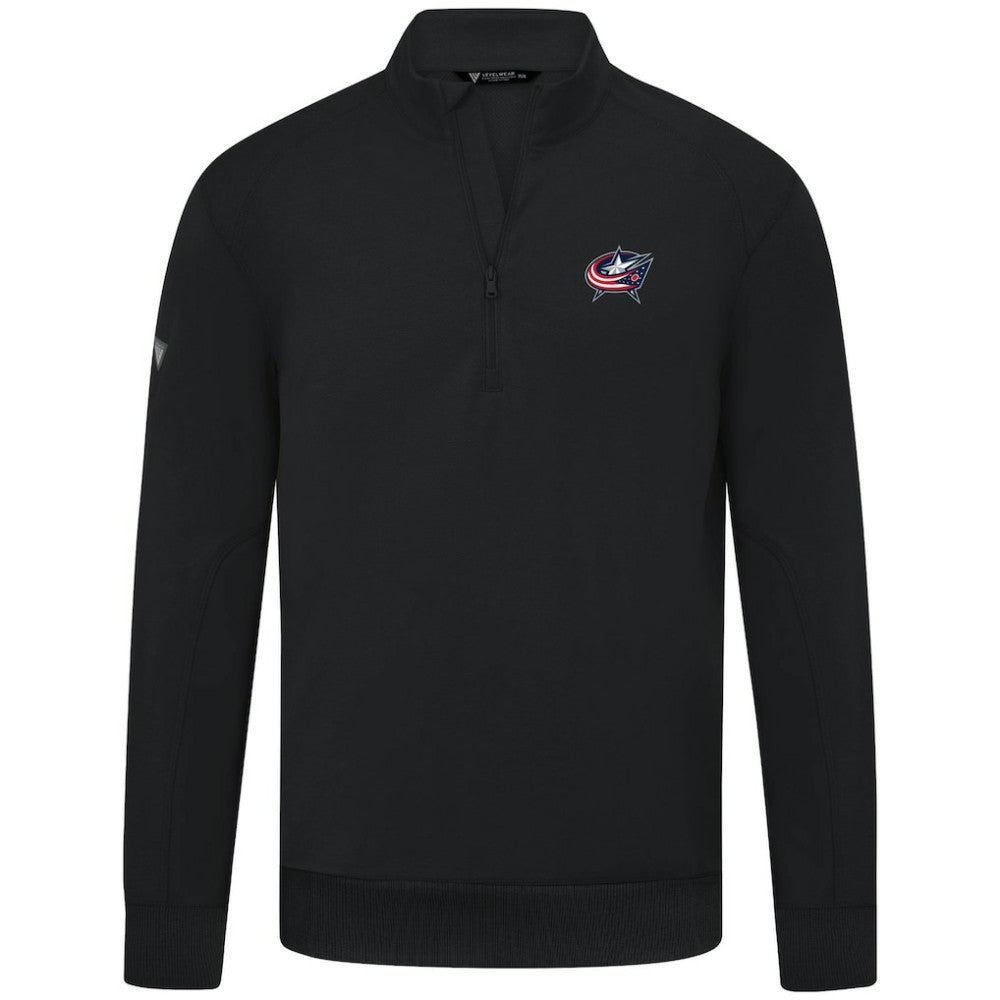 Columbus Blue Jackets Levelwear Upright Tri-Blend Quarter-Zip Pullover Black
