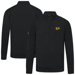 Chicago Blackhawks Levelwear Upright Tri-Blend Quarter-Zip Pullover Black