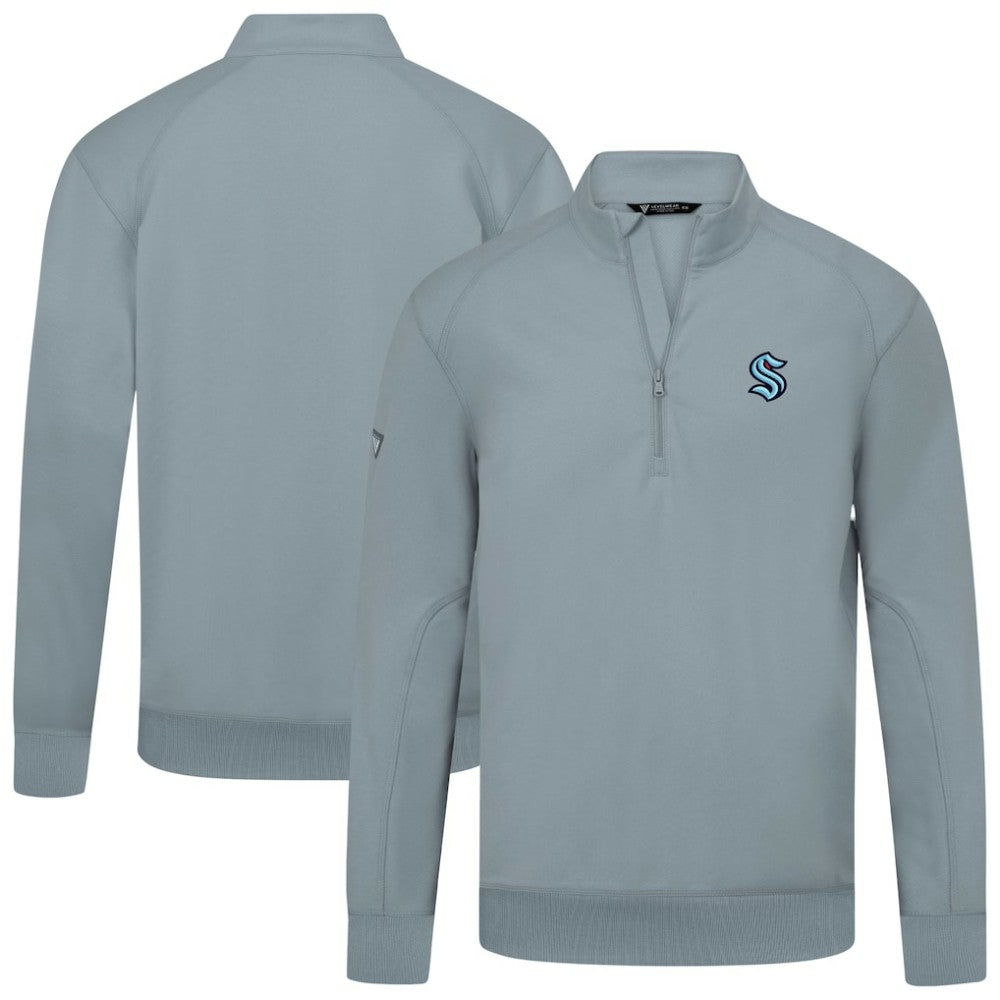 Seattle Kraken Levelwear Upright Tri-Blend Quarter-Zip Pullover Gray