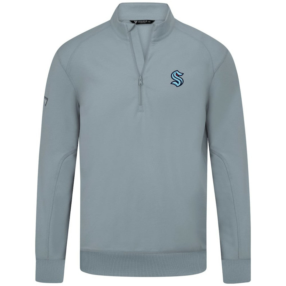 Seattle Kraken Levelwear Upright Tri-Blend Quarter-Zip Pullover Gray