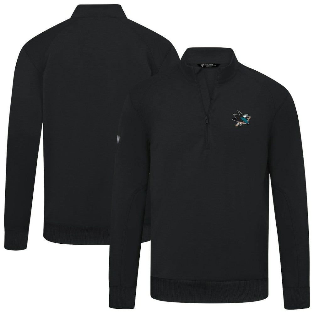 San Jose Sharks Levelwear Upright Tri-Blend Quarter-Zip Pullover Black