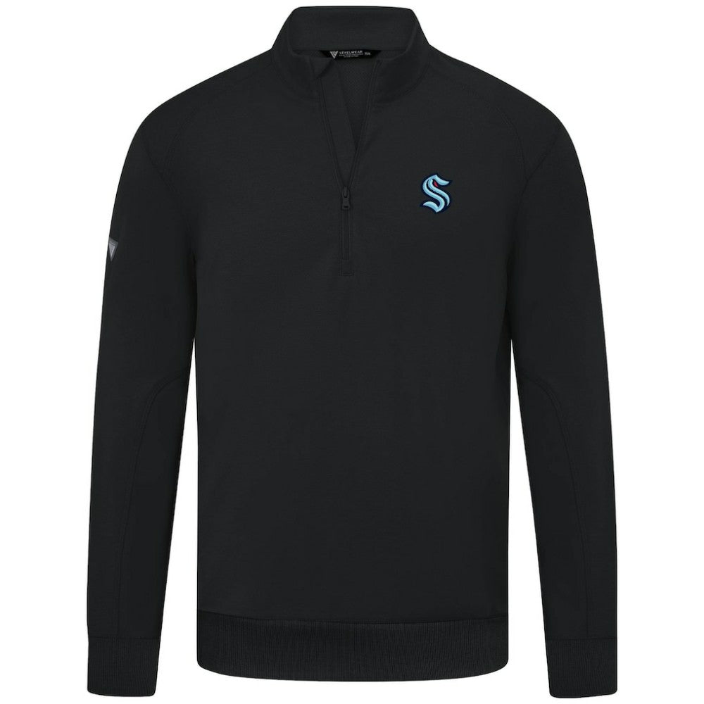 Seattle Kraken Levelwear Upright Tri-Blend Quarter-Zip Pullover Black