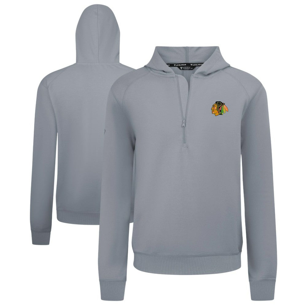Chicago Blackhawks Levelwear Technic Quarter-Zip Pullover Hoodie Gray