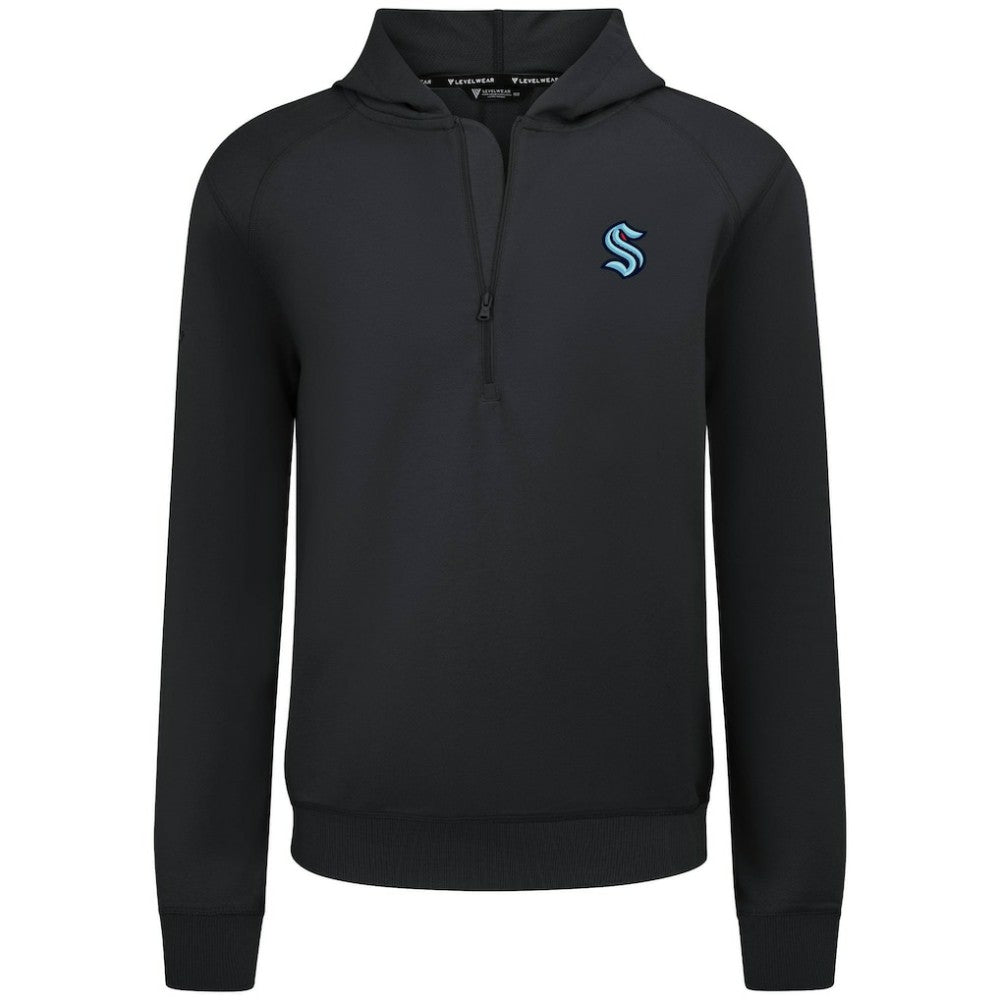 Seattle Kraken Levelwear Technic Quarter-Zip Pullover Hoodie Black