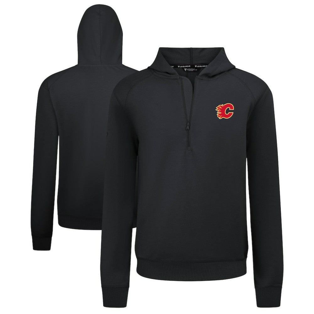Calgary Flames Levelwear Technic Quarter-Zip Pullover Hoodie Black