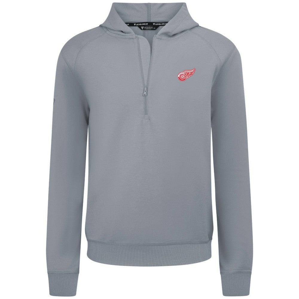 Detroit Red Wings Levelwear Technic Quarter-Zip Pullover Hoodie Gray