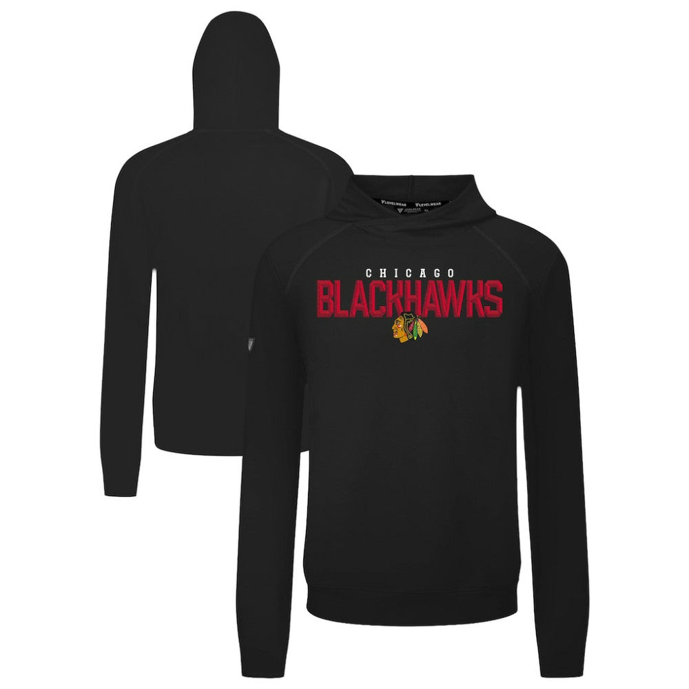 Chicago Blackhawks Levelwear Mandate Carve Tri-Blend Pullover Hoodie Black
