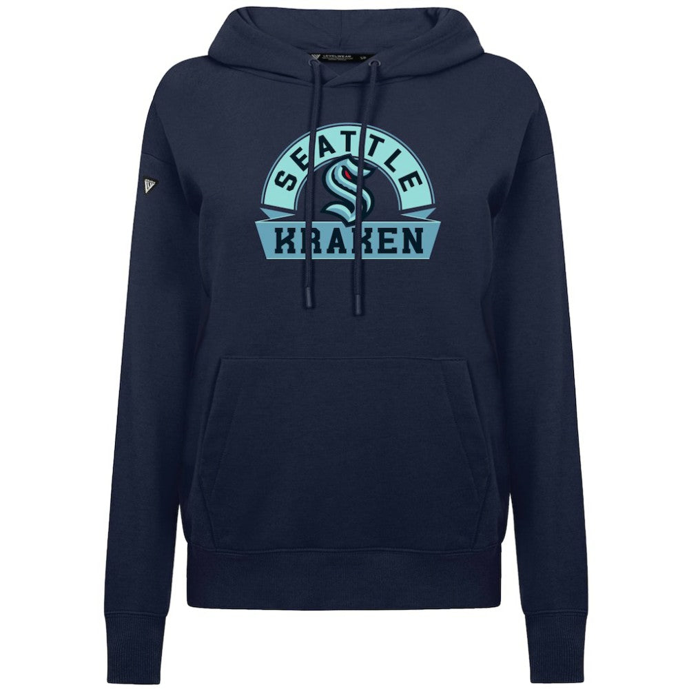 Seattle Kraken Levelwear Women's Adorn Banner Arch Pullover Hoodie Navy
