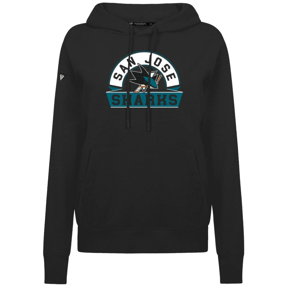 San Jose Sharks Levelwear Women's Adorn Banner Arch Pullover Hoodie Black