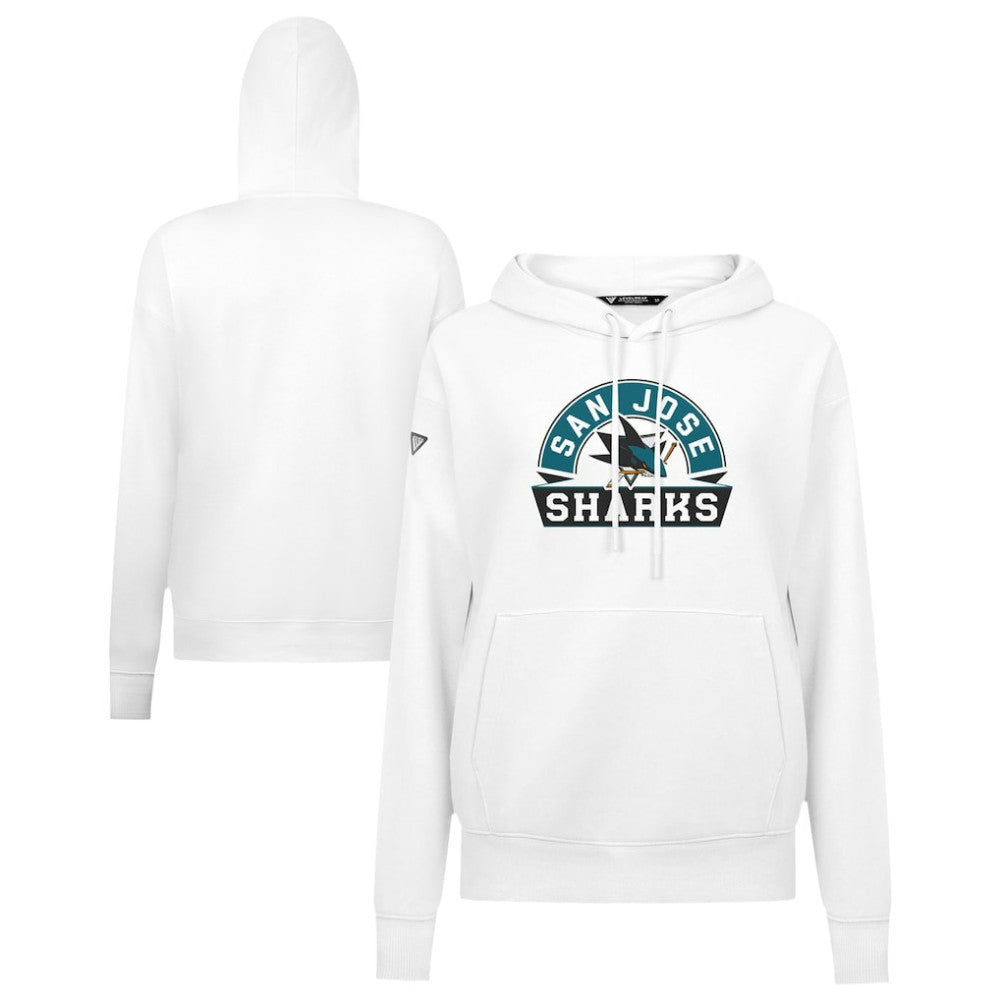 San Jose Sharks Levelwear Women's Adorn Banner Arch Pullover Hoodie White