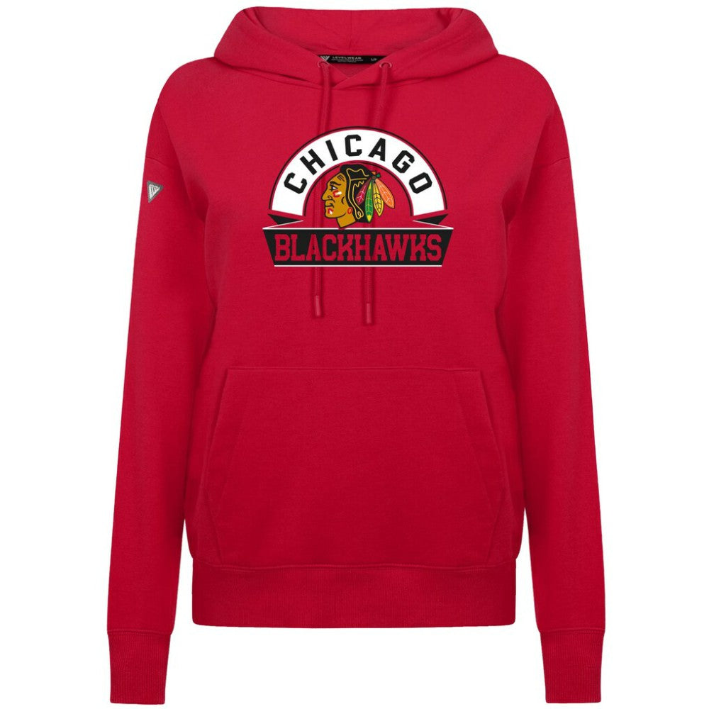Chicago Blackhawks Levelwear Women's Adorn Banner Arch Pullover Hoodie Red