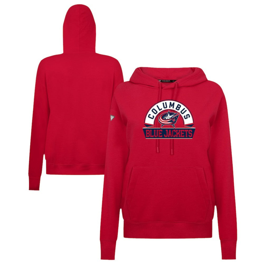 Columbus Blue Jackets Levelwear Women's Adorn Banner Arch Pullover Hoodie Red