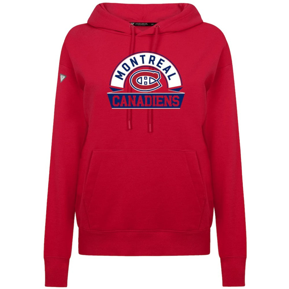 Montreal Canadiens Levelwear Women's Adorn Banner Arch Pullover Hoodie Red