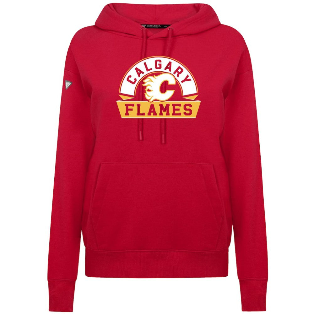 Calgary Flames Levelwear Women's Adorn Banner Arch Pullover Hoodie Red
