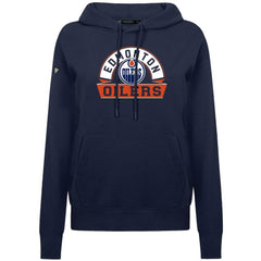 Edmonton Oilers Levelwear Women's Adorn Banner Arch Pullover Hoodie Navy