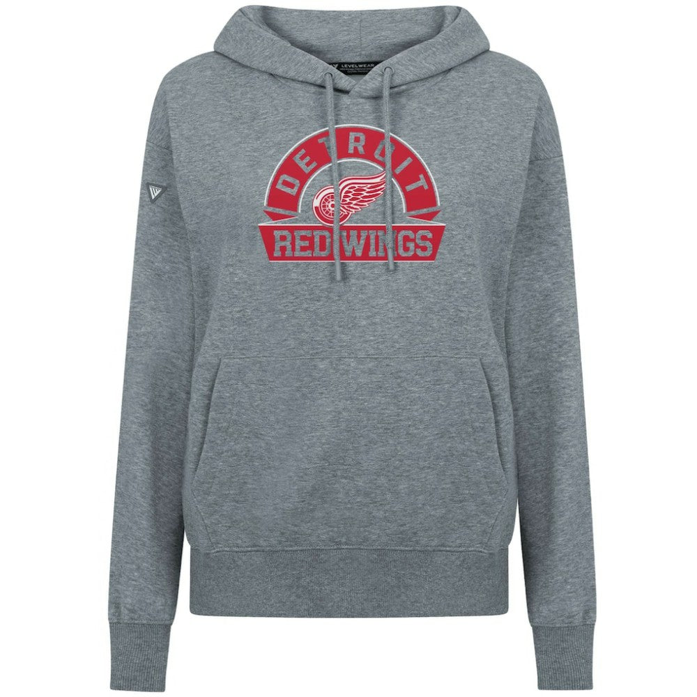 Detroit Red Wings Levelwear Women's Adorn Banner Arch Pullover Hoodie Gray