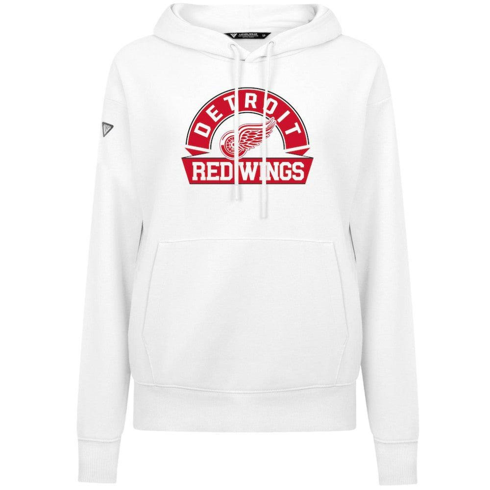 Detroit Red Wings Levelwear Women's Adorn Banner Arch Pullover Hoodie White