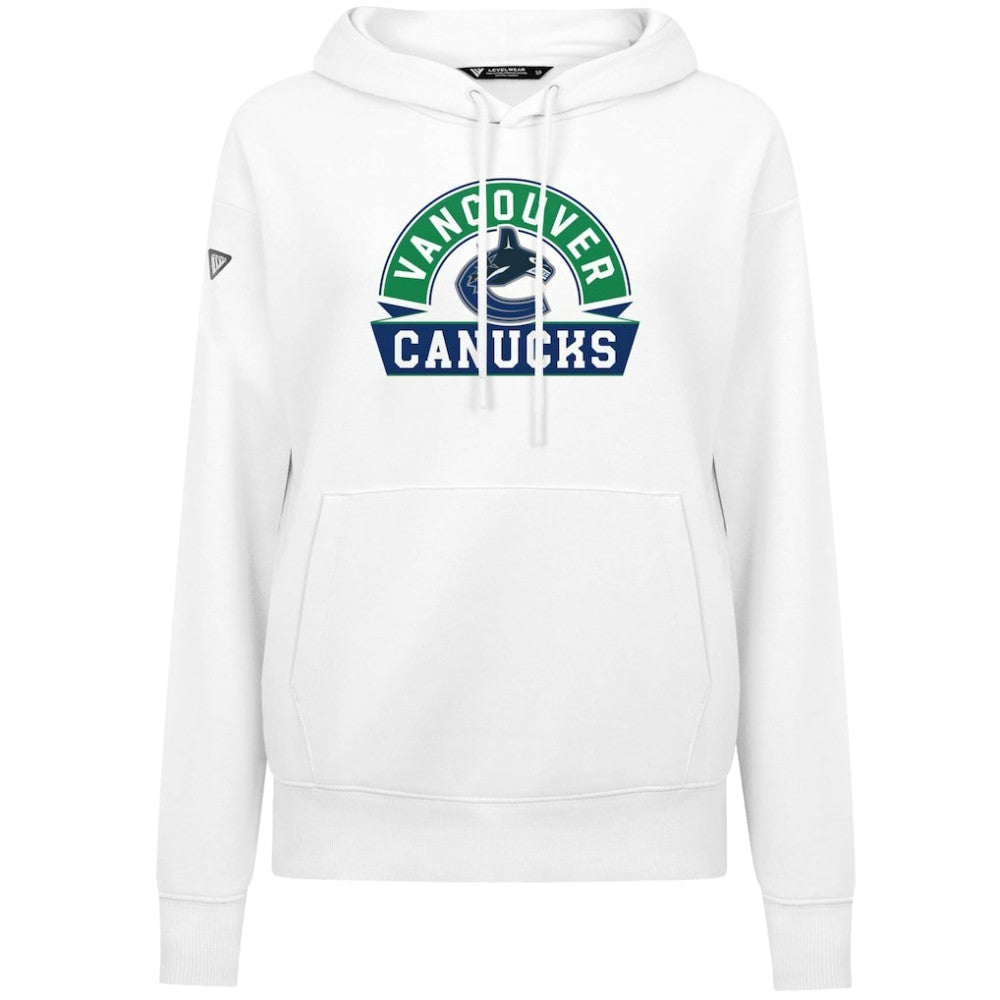 Vancouver Canucks Levelwear Women's Adorn Banner Arch Pullover Hoodie White