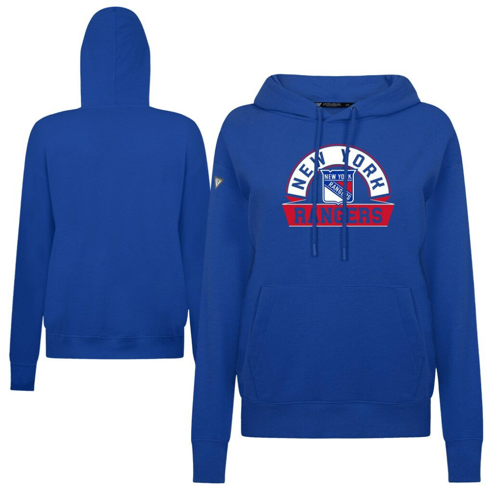 New York Rangers Levelwear Women's Adorn Banner Arch Pullover Hoodie Royal