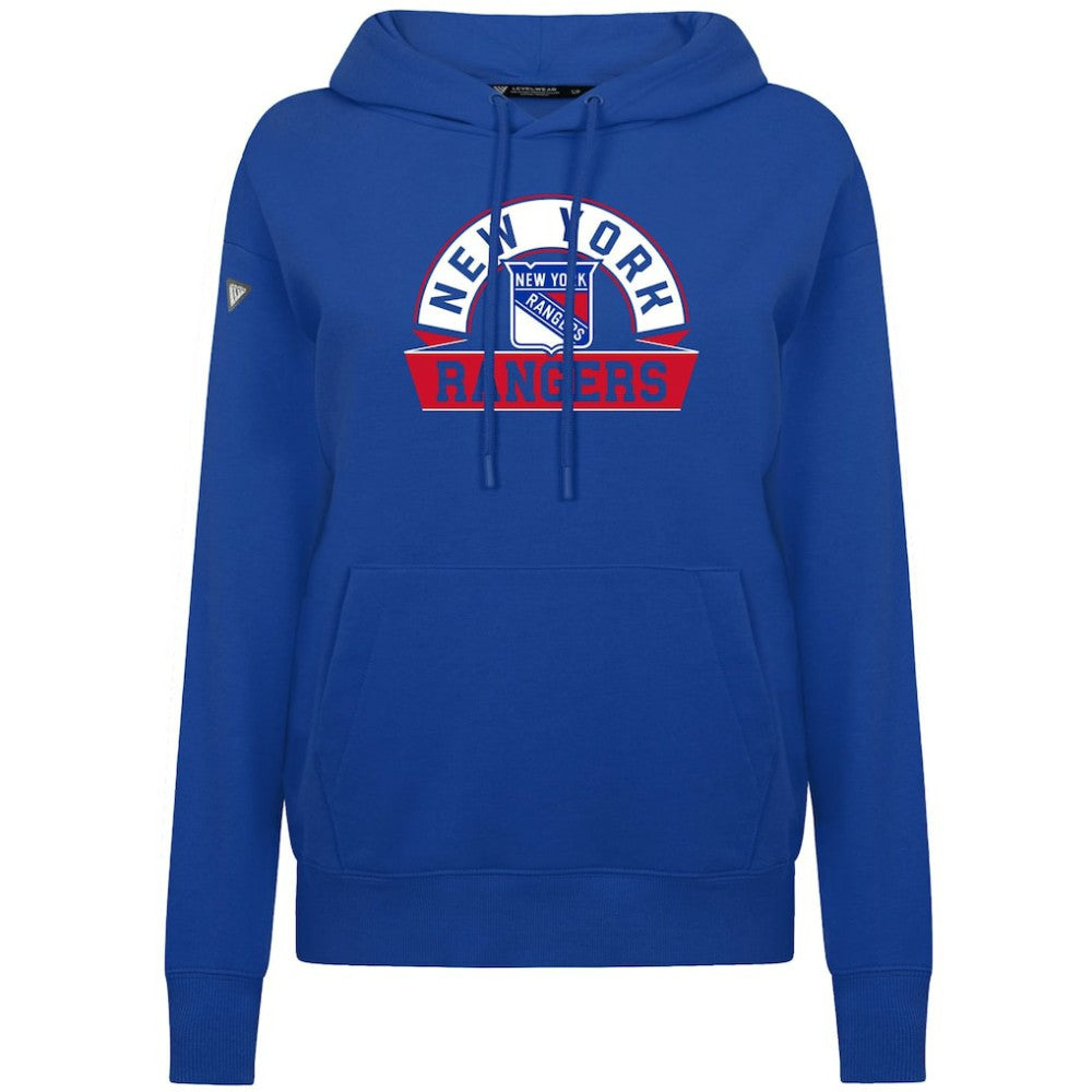 New York Rangers Levelwear Women's Adorn Banner Arch Pullover Hoodie Royal