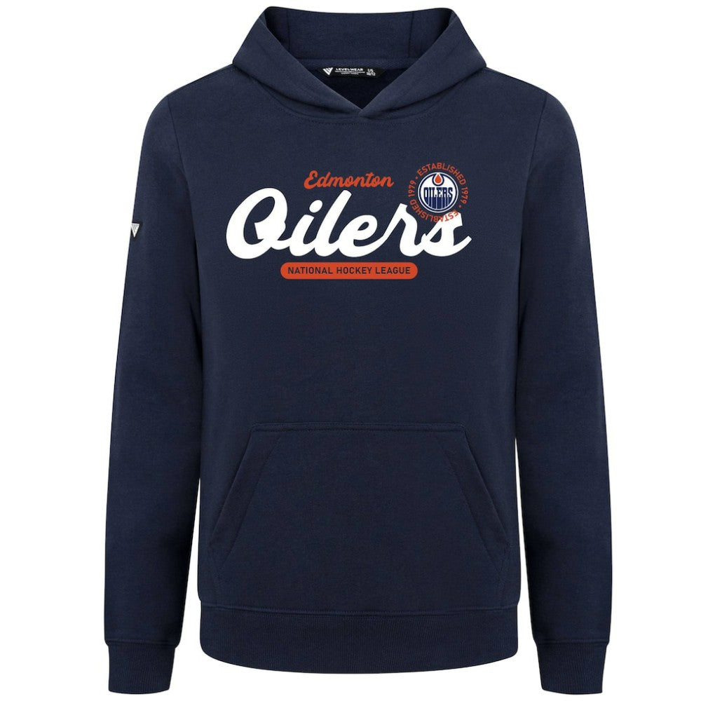 Edmonton Oilers Levelwear Youth Podium Monument Pullover Hoodie Navy