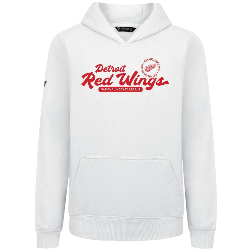 Detroit Red Wings Levelwear Youth Podium Monument Pullover Hoodie White
