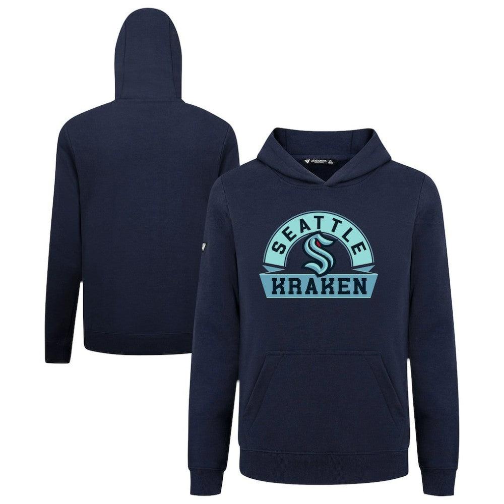 Seattle Kraken Levelwear Youth Podium Banner Arch Pullover Hoodie Navy