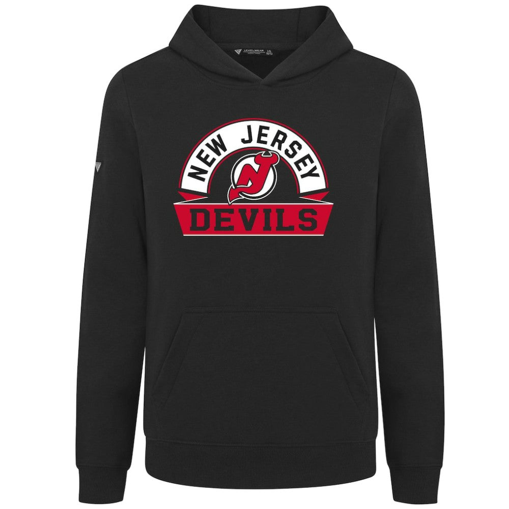 New Jersey Devils Levelwear Youth Podium Banner Arch Pullover Hoodie Black