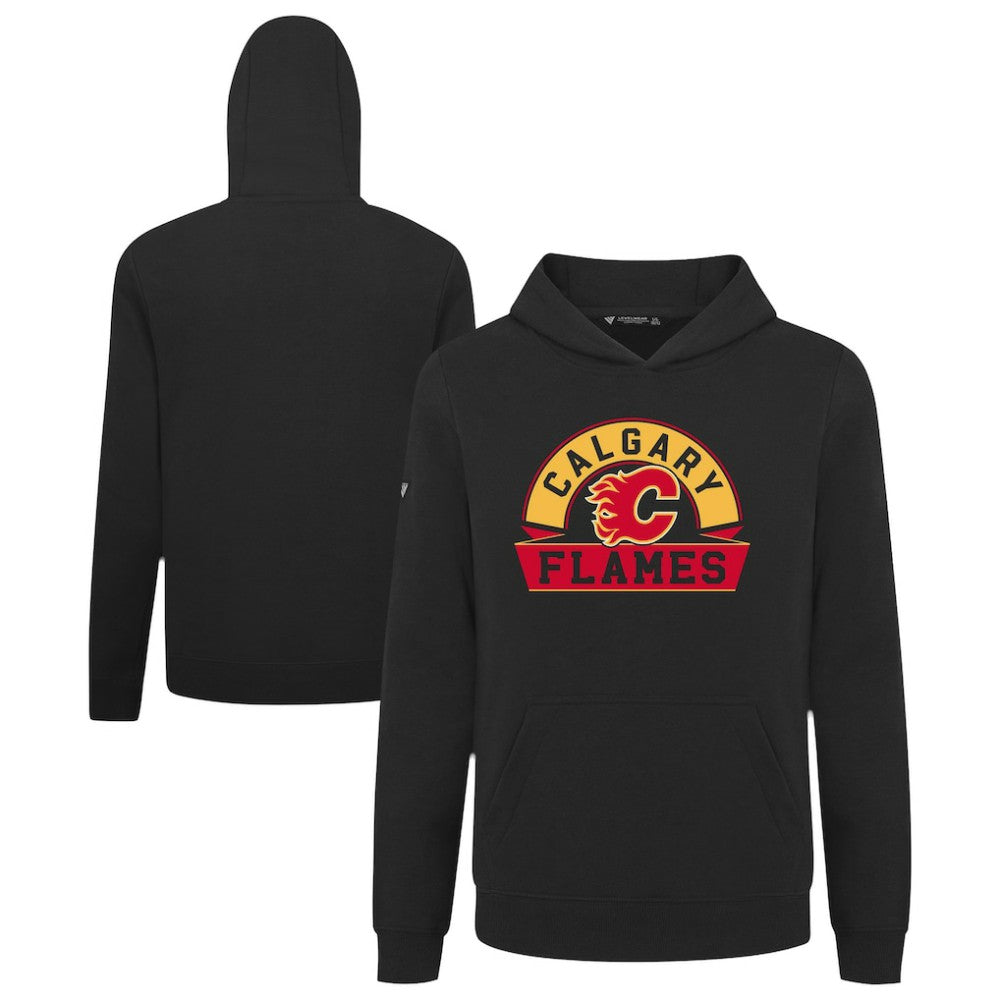 Calgary Flames Levelwear Youth Podium Banner Arch Pullover Hoodie Black
