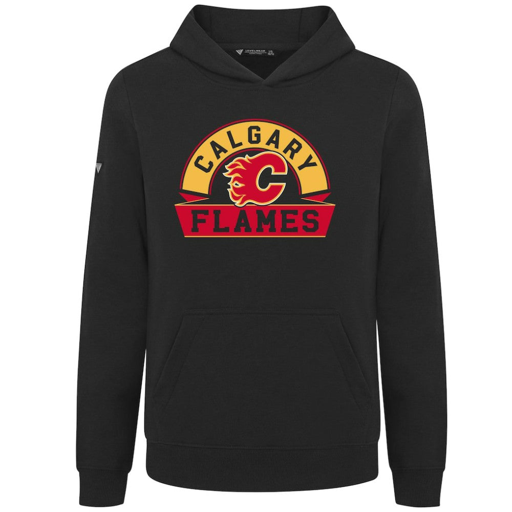 Calgary Flames Levelwear Youth Podium Banner Arch Pullover Hoodie Black
