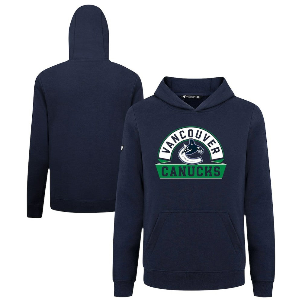 Vancouver Canucks Levelwear Youth Podium Banner Arch Pullover Hoodie Navy