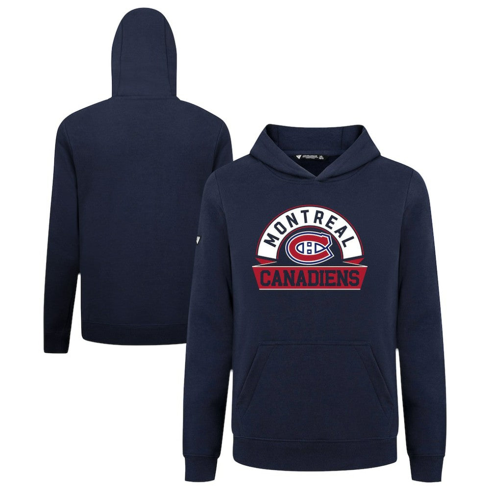 Montreal Canadiens Levelwear Youth Podium Banner Arch Pullover Hoodie Navy