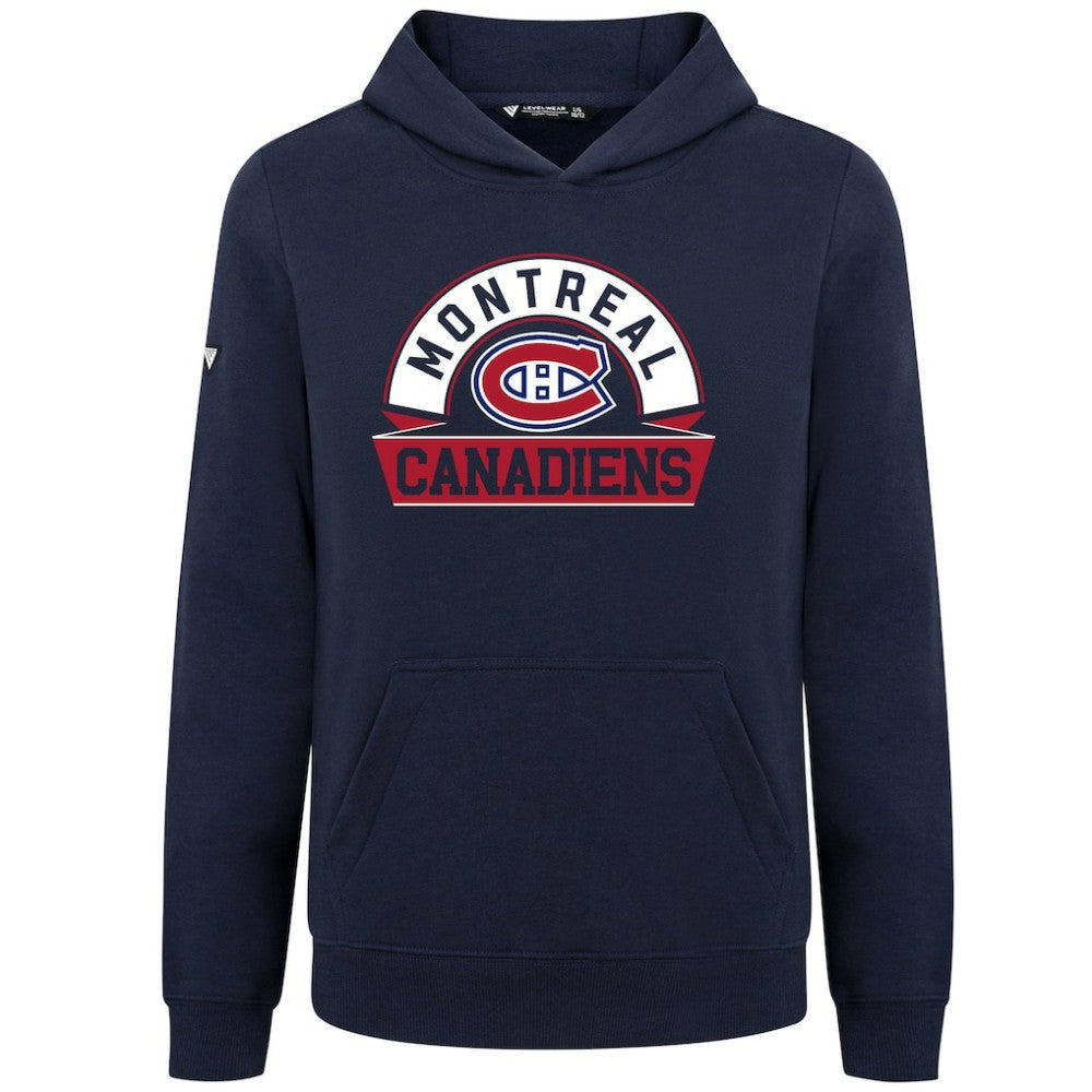 Montreal Canadiens Levelwear Youth Podium Banner Arch Pullover Hoodie Navy