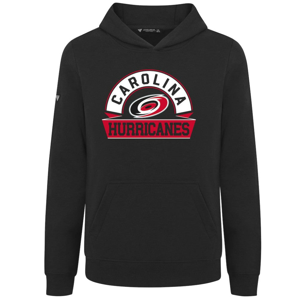Carolina Hurricanes Levelwear Youth Podium Banner Arch Pullover Hoodie Black