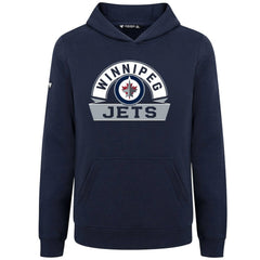 Winnipeg Jets Levelwear Youth Podium Banner Arch Pullover Hoodie Navy