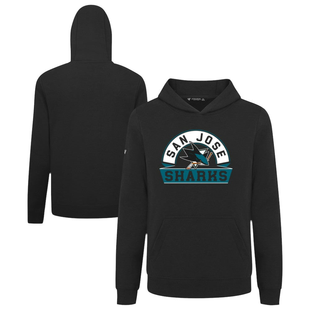 San Jose Sharks Levelwear Youth Podium Banner Arch Pullover Hoodie Black