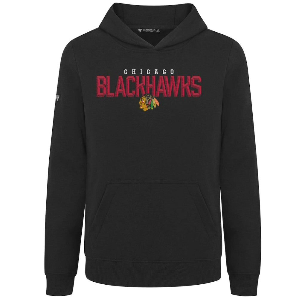 Chicago Blackhawks Levelwear Youth Podium Carve Pullover Hoodie Black