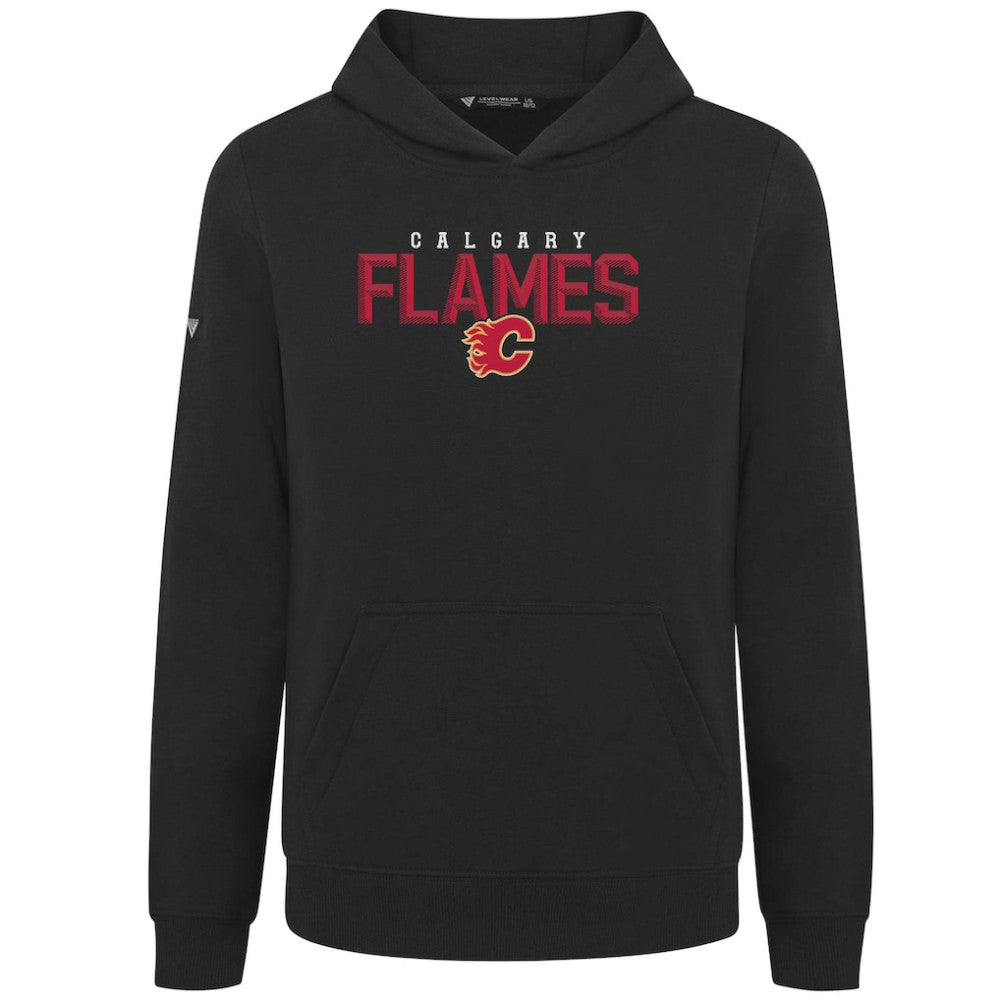 Calgary Flames Levelwear Youth Podium Carve Pullover Hoodie Black