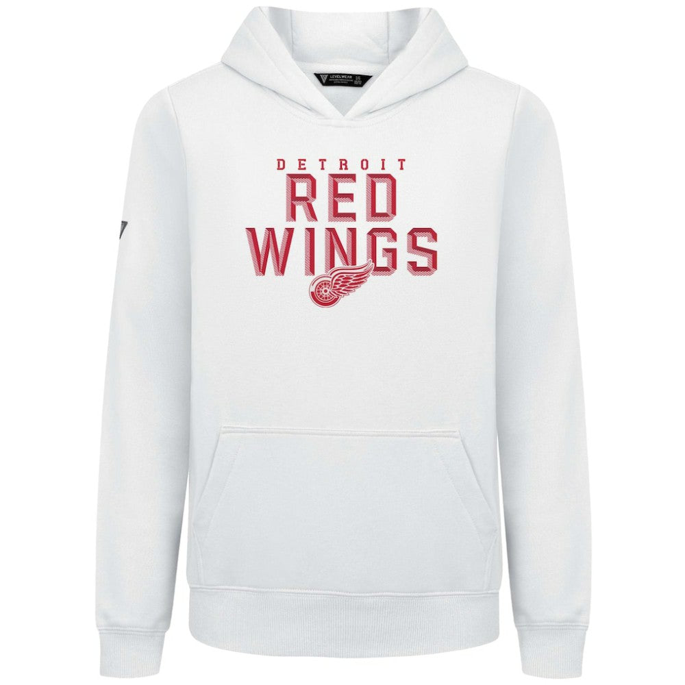 Detroit Red Wings Levelwear Youth Podium Carve Pullover Hoodie White