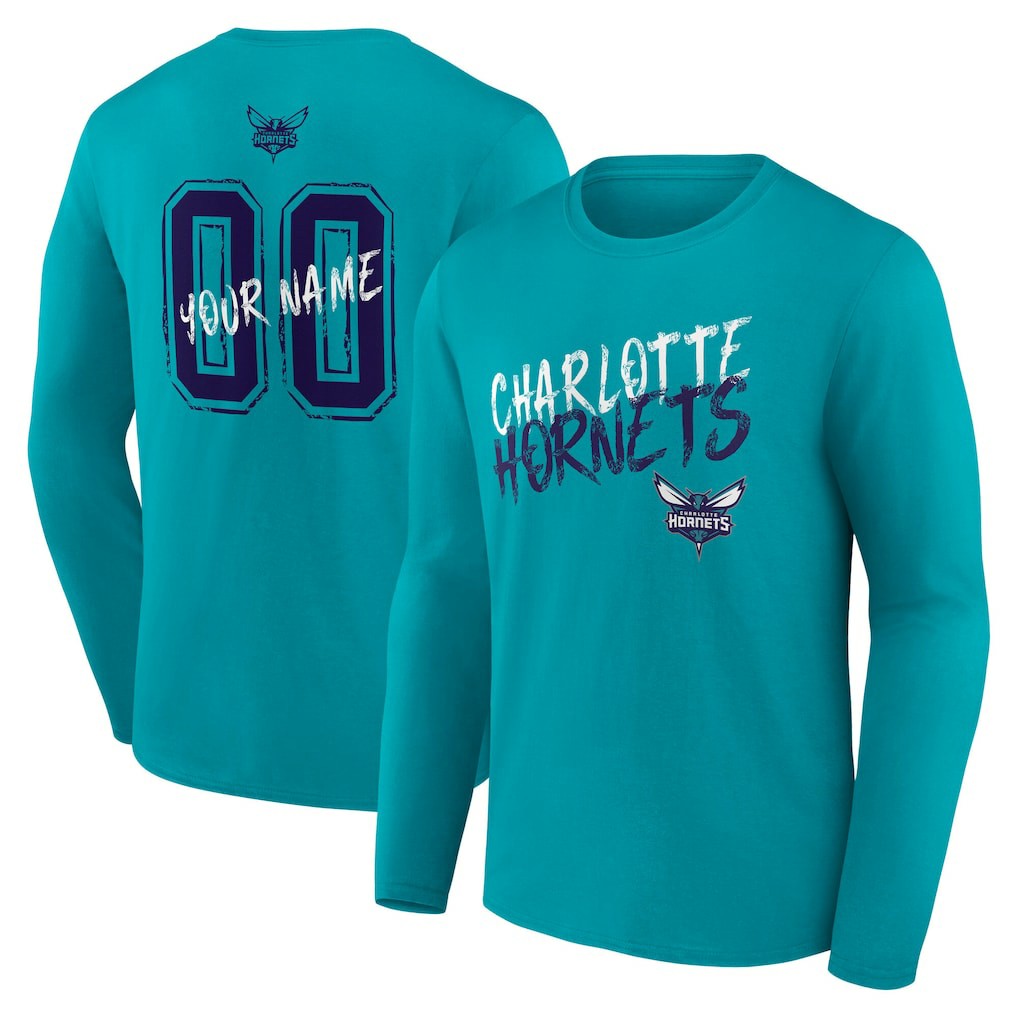 Charlotte Hornets Hustle Custom Long Sleeve T-Shirt - Teal shop