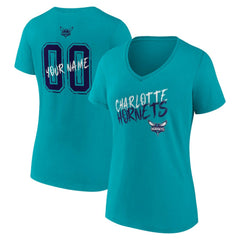 Charlotte Hornets Women's Hustle Custom V-Neck T-Shirt - Teal outlet