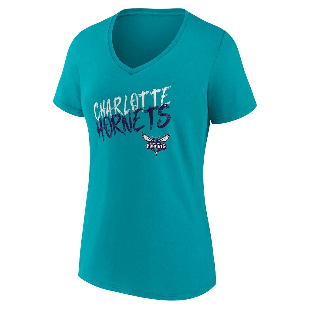 Charlotte Hornets Women's Hustle Custom V-Neck T-Shirt - Teal outlet