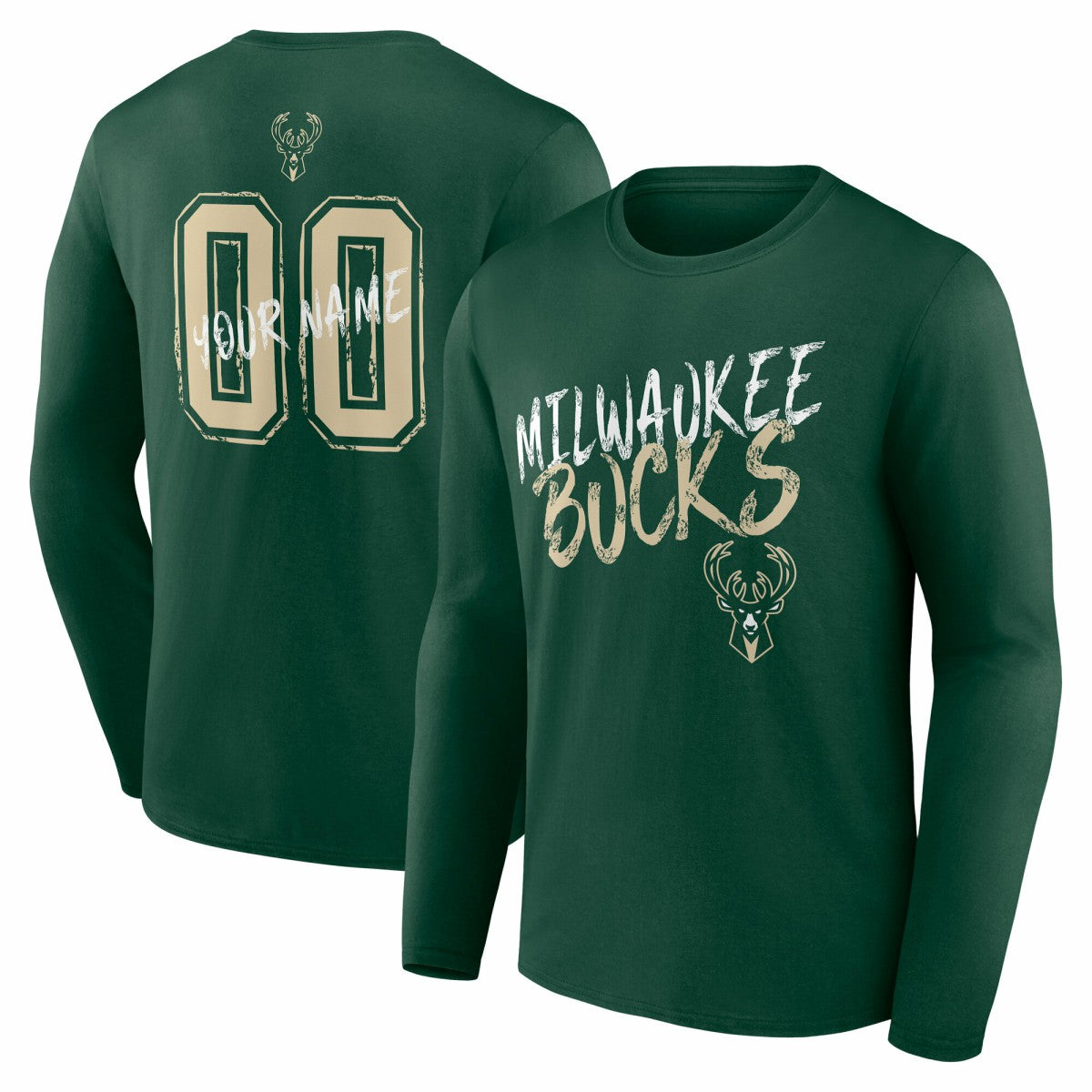 Milwaukee Bucks Hustle Custom Long Sleeve T-Shirt - Hunter Green shop