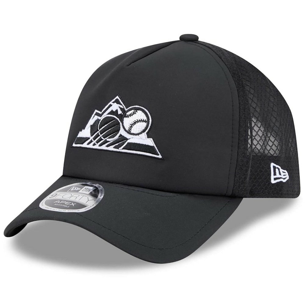 Colorado Rockies 2026 Batting Practice Alternate Apex 9FORTY Adjustable Hat - Black | New Era