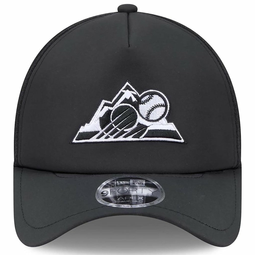 Colorado Rockies 2026 Batting Practice Alternate Apex 9FORTY Adjustable Hat - Black | New Era